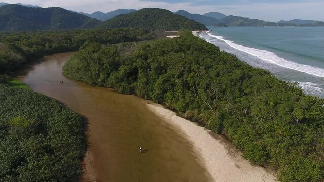 Aerial view of Puruba Beach - Ubatuba, S&atilde;o Paulo, Brazil