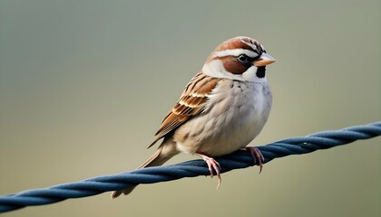A dainty icon of a sparrow perched on a wire