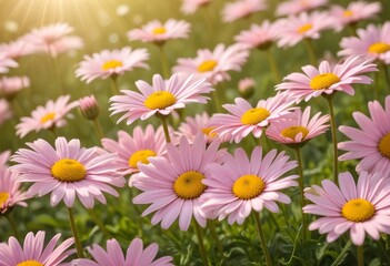Obraz premium Daisies flower closeup Realistic Light understand sun light significantly summer season flower concept