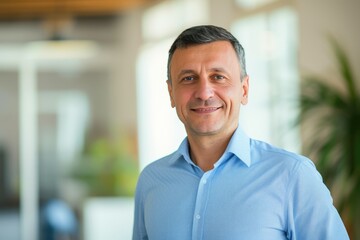 Fototapeta premium Corporate Confidence: Close-Up of Smiling Businessman