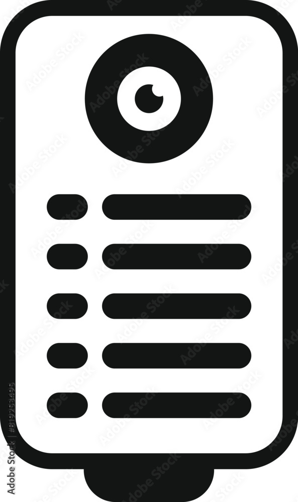 Poster simplistic vector illustration in black and white of a smart speaker icon ideal for web and tech app
