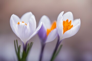 Fototapeta premium A close-up photo of a purple crocus with blurred background