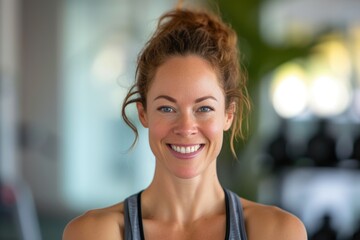 Smiling Fitness Instructor in Sporty Outfit