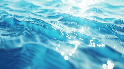 Rippling water surface with light reflections, Digital Art, Blue tones, High Resolution, creating a calming and peaceful texture