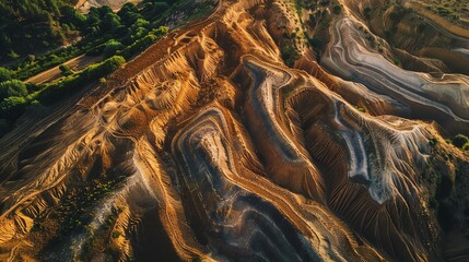 Obraz premium Soil erosion patterns on a hillside, agricultural area, various earth tones, highresolution photography, intricate erosion details