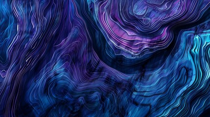 Obraz premium Wood grain texture with a futuristic holographic overlay, Digital art, Blue and purple hues, Hightech, Abstract background