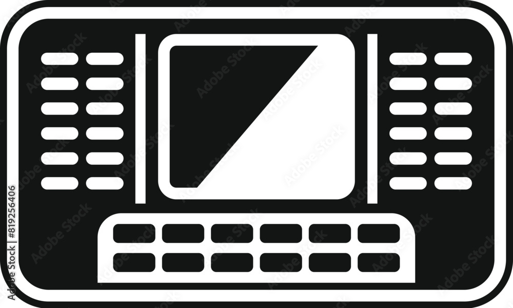 Poster vintage retro laptop computer icon with black and white minimalist design. editable vector illustrat