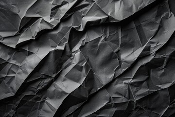 A close-up shot of black and white crumpled paper. Suitable for design projects