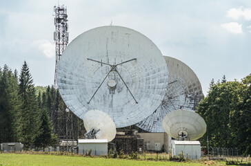 Satellite Communications Center located in Cheia town, Romania. Receiver Transmitter (Rx,Tx) antenna