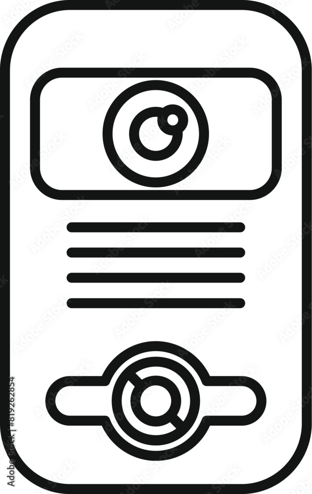 Poster line art vector of a mobile phone with camera icon, ideal for techrelated concepts