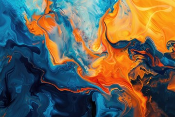 Blue Orange Abstract. Contemporary Concept Design in Dynamic Background