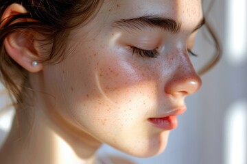 Clean Face. Young Woman's Beauty Routine for Facial Care and Wellness