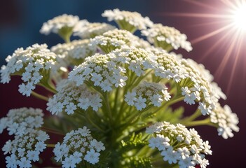 Obraz premium Yarrow flower closeup Realistic Light understand sun light significantly summer season flower concept