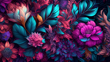 Abstract fantasy wallpaper with botanical flower special background design