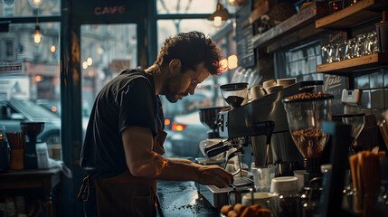 Man making coffee in cafe PHOTOGRAPHY


