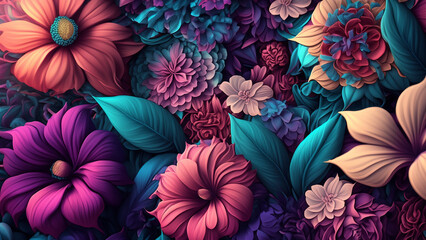 Abstract fantasy wallpaper with botanical flower special background design