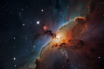 Fototapeta premium Very realistic stellar field with nebulae 