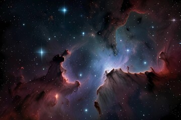 Fototapeta premium Very realistic stellar field with nebulae 