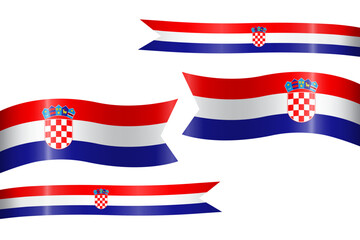 Set of flag ribbon with colors of Croatia for independence day celebration decoration