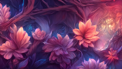 Abstract fantasy wallpaper with botanical flower special background design