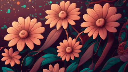 Abstract fantasy wallpaper with botanical flower special background design