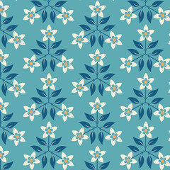 Blue and White Flower with a Yellow Flower on It - Minimalist Pattern

