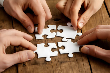 Teamwork and Collaboration Concept with People Completing Puzzle
