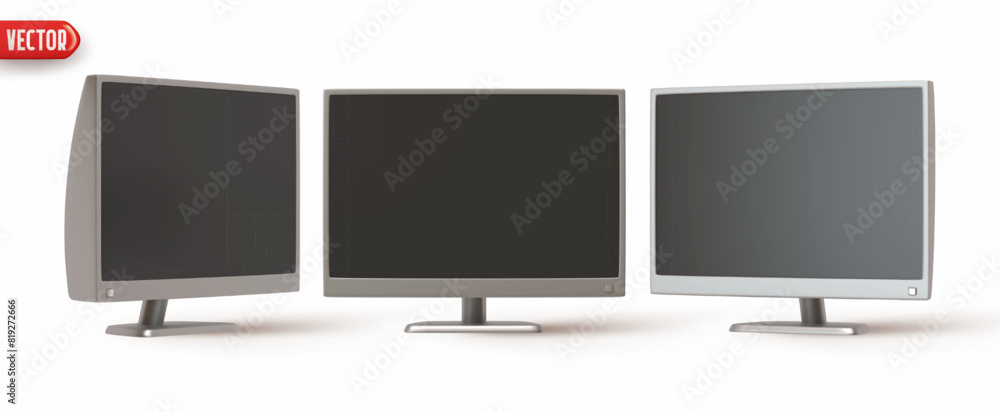 Aufkleber computer monitor style model y2k. set of realistic 3d rendering desktop monitor icons. technology re