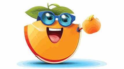 Vector cartoon summer symbol fruit character in sun