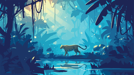 Vector cartoon tropical jungle rainforest backgroun