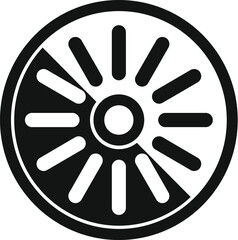 Vector illustration of a car wheel rim silhouette suitable for icons, logos, and graphics