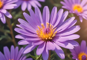Fototapeta premium Aster flower closeup Realistic Light understand sun light significantly summer season flower concept