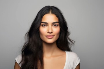 beautiful latin american woman against white background