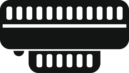 Simplified icon of an air conditioner in black on a white background, suitable for various design uses