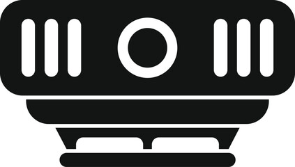 Vector icon of a modern home security camera, in a simple black silhouette design