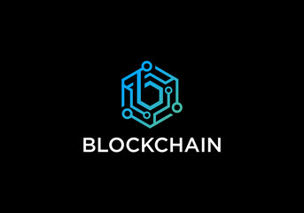 Network technology blockchain with initial b logo design inspiration © muhamad