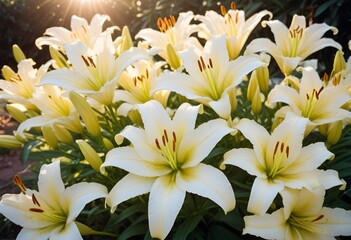 Fototapeta premium Lilies flower closeup Realistic Light understand sun light significantly summer season flower concept