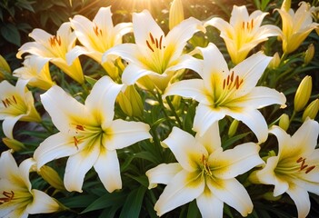 Fototapeta premium Lilies flower closeup Realistic Light understand sun light significantly summer season flower concept