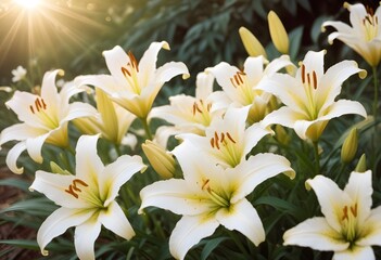 Obraz premium Lilies flower closeup Realistic Light understand sun light significantly summer season flower concept