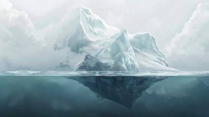 iceberg in an Antarctic, visible the under water part