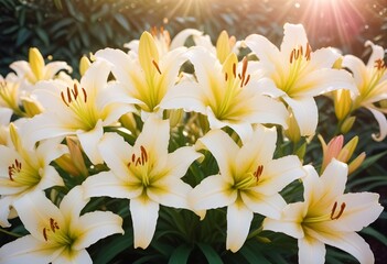 Fototapeta premium Lilies flower closeup Realistic Light understand sun light significantly summer season flower concept