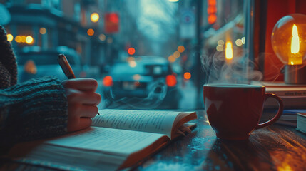 Cozy reading time with coffee and books