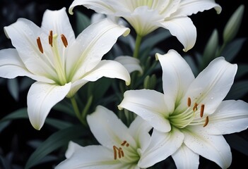 Obraz premium Lilies flower closeup Realistic Light understand sun light significantly summer season flower concept