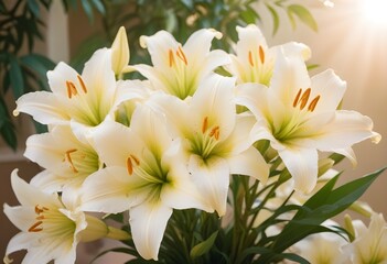 Fototapeta premium Lilies flower closeup Realistic Light understand sun light significantly summer season flower concept