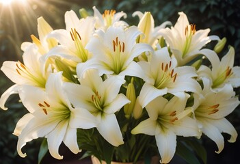 Fototapeta premium Lilies flower closeup Realistic Light understand sun light significantly summer season flower concept