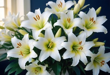 Fototapeta premium Lilies flower closeup Realistic Light understand sun light significantly summer season flower concept