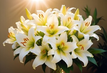 Obraz premium Lilies flower closeup Realistic Light understand sun light significantly summer season flower concept