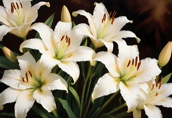 Fototapeta premium Lilies flower closeup Realistic Light understand sun light significantly summer season flower concept