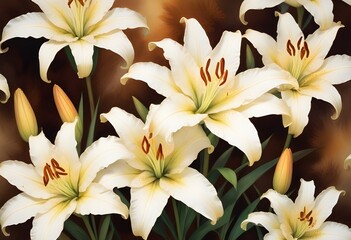 Fototapeta premium Lilies flower closeup Realistic Light understand sun light significantly summer season flower concept