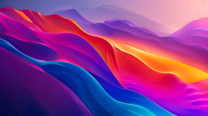 A colorful mountain range with a purple and orange wave. The colors are vibrant and the scene is...